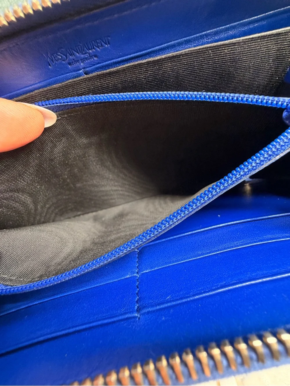 Saint Laurent Electric Blue Patent Zip-Around Wallet